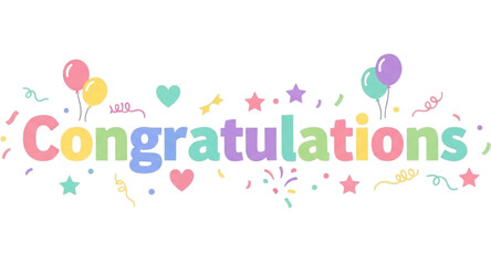 Bright Multicolor Congratulations Word for Greeting Card Vector