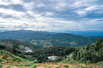 An aerial photographic view of Mon Jam Village in Chiangmai, filled with houses, resorts, and homestays for all the visitors.