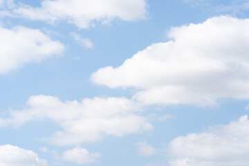 Clouds in the blue sky, Panoramic stage by light background during the summer day.
