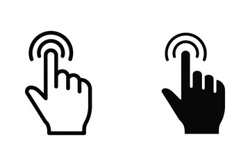 Hand Click Icon: Outline and Solid Pointer Cursor