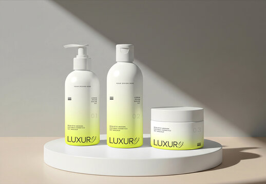 Luxury Cosmetic Bottle and Jar Mockup Set