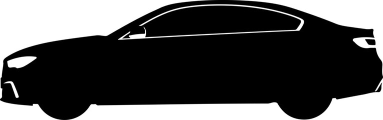 Black Car Silhouette Collection &ndash; Modern Vehicle Side View Isolated on White Background