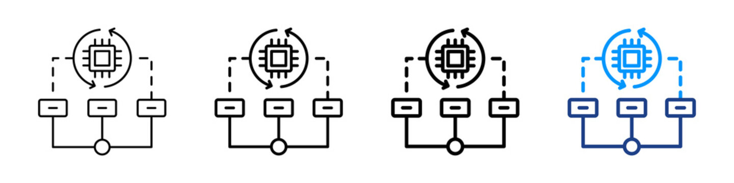 Parallel Processing Icon Different Style Outline Collection Set.