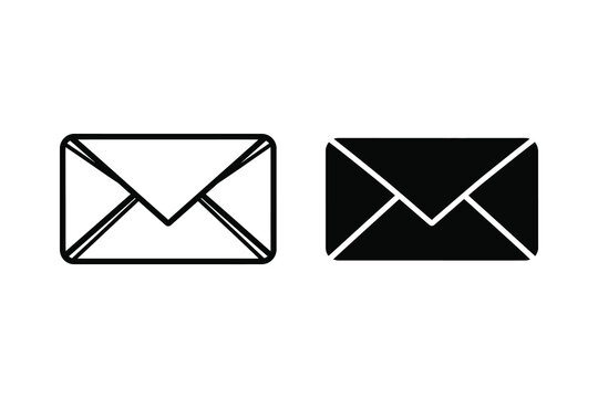 Envelope Icon Set: Outline and Silhouette for Mail and Communication