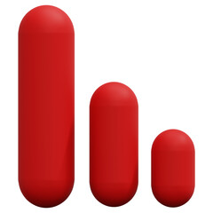 3D Red Vertical Rounded Pillars Abstract Shape