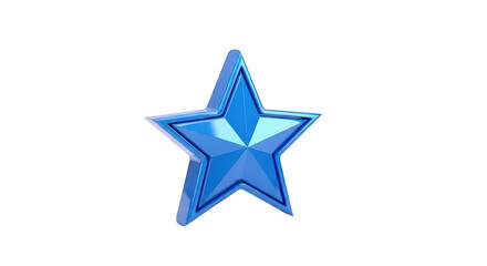 Obraz premium A three-dimensional blue metallic star shape with sharp edges