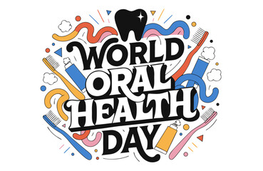 Fototapeta premium World Oral Health Day Vector, Teeth Hygiene and Dentist Concept Design