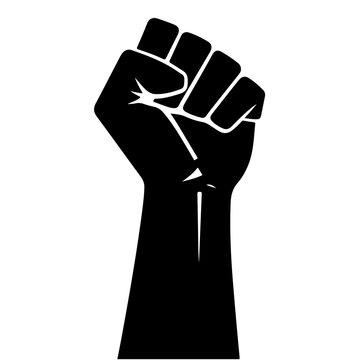 A black fist raised in solidarity and defiance