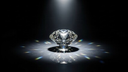 A Perfectly Cut Brilliant Diamond Showcasing Its Dazzling Facets and Rainbow Refractions