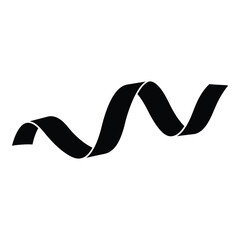 Black ribbon waving on white background isolated on white background