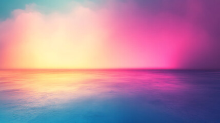 Vibrant Sunset Over Calm Water Reflecting Pink And Blue Hues Across Horizon.
