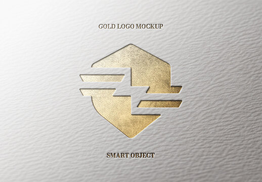 Realistic Gold Embossed Logo Mockup