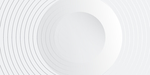 Obraz premium White geometric abstract background overlap layer on bright space with lines effect decoration. Modern graphic design element circles style concept for banner, modern vector arts