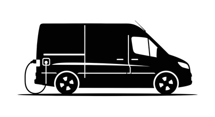 Electric Van Charging at Station Silhouette.