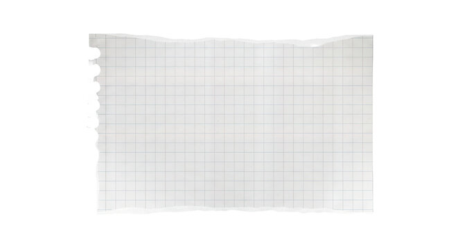 Torn graph paper square with a plain white background