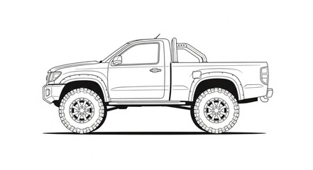 Pickup Truck Side View Illustration. © shaka winter