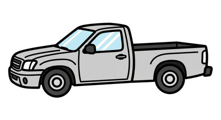 Pickup Truck Simple Line Drawing.