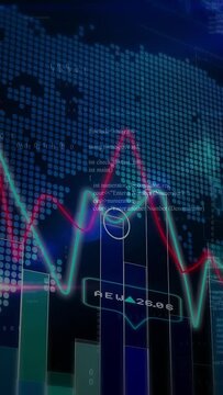 Vertical video: On load, dual lines oscillating across bars, markers marking peaks, showing trends