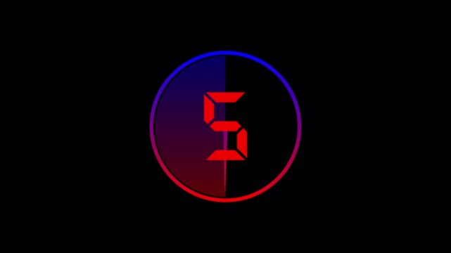  10 second countdown timer animation from 10 seconds to 0 seconds on a transparent background, ten second countdown timer from zero to ten with alpha channel for intro and filming.