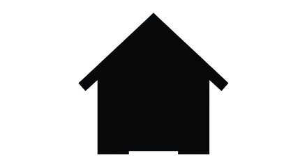 Simple black house shape against white background striking silhouette © md