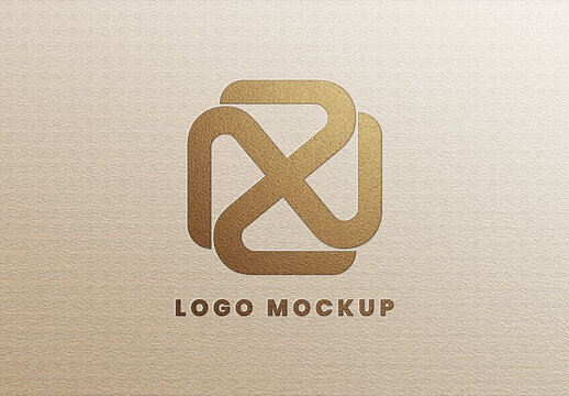 Gold Foil Logo Mockup on Paper Texured