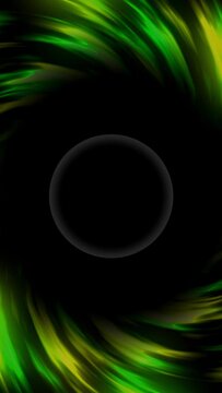 Vertical video: Ring appearing, center disk growing dark while neon ribbons spiraling to frame void