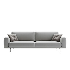 Fototapeta premium A modern gray couch with two pillows on transparent background