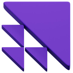 3D Purple Triangle Cascade Formation Abstract Shape © Flowicon