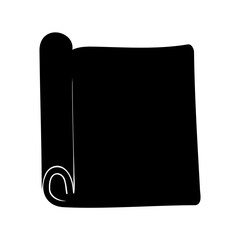 Solid black silhouette of a rolled yoga mat or exercise mat