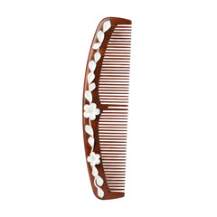 Obraz premium Wooden comb with floral inlay