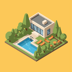 Fototapeta premium Modern House with Pool