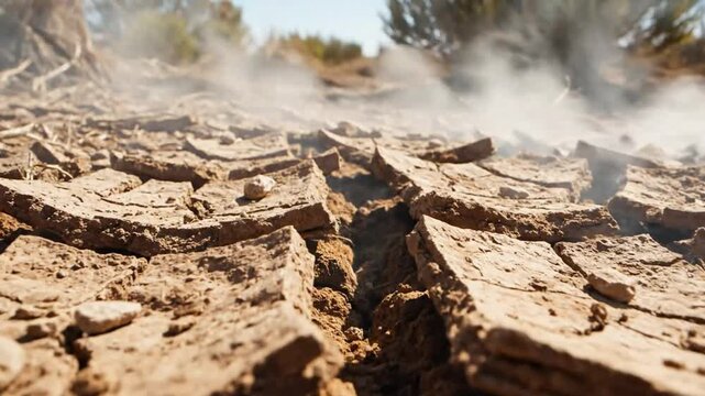 Dry cracked ground of the Colombian desert representing struggle for survival under the relentless sun