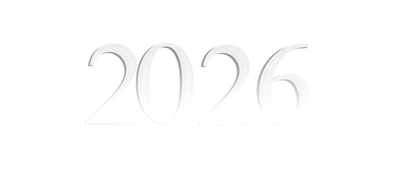 Obraz premium Stylish 2026 graphic on white background, ideal for planning, events, and future-themed designs. Perfect for announcemen