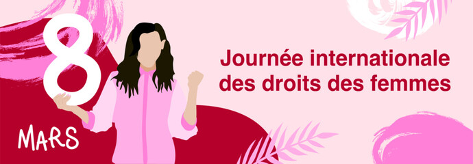 Fototapeta premium Journée Internationale des droits des femmes - illustration pour une bannière ou couverture réseaux sociaux - 8 mars