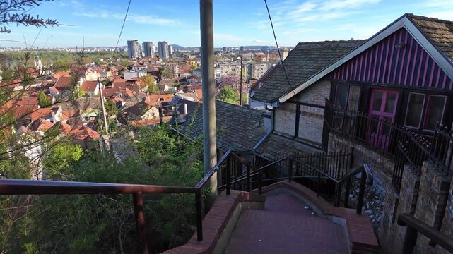 Famous steps on Gardos tower in Zemun, Belgrade, Serbia.