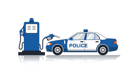 Police Car Refueling at Gas Station. © Agus