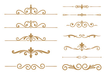 Obraz premium Elegant gold ornamental dividers and decorative elements collection