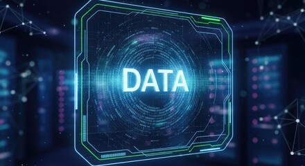 Fototapeta premium A futuristic digital representation of data storage and processing with a glowing blue neon effect