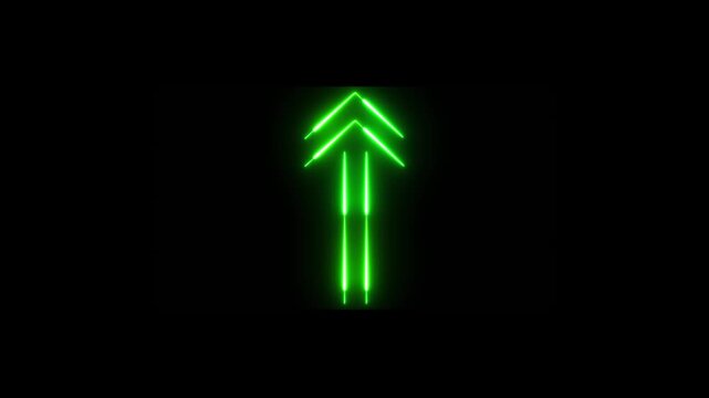 Align direction animated arrow on black background. Upward and transparent swipe up direction arrow icon, seamless loop traffic arrow.