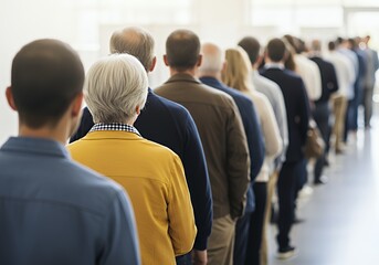 Obraz premium This is an image showing a line of people waiting in line