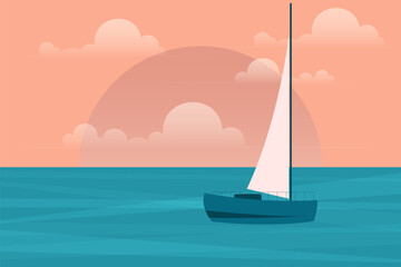 marine scene with yacht