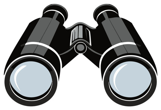 Black and gray binoculars for vision and discovery illustration
