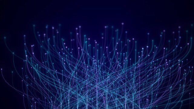 Abstract Neural Network Graph Visualization, AI Machine Learning Data Classification. Connected Nodes and Flow Lines, Big Data Technology Abstract Background for Artificial Intelligence Communication