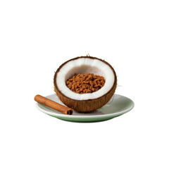 Coconut with brown sugar and cinnamon stick