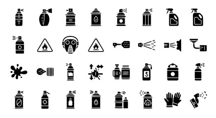 Street Art Spray Can Flat Glyph Icons Collection with Graffiti and Paint Symbols © Sujon Shah