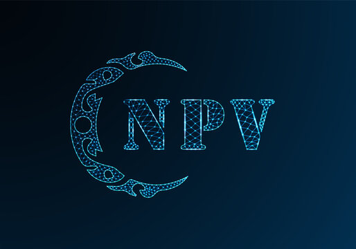 Low poly letter logo NPV design. NPV letter logo low poly vector design on blue color gradient background. NPV logo low poly design