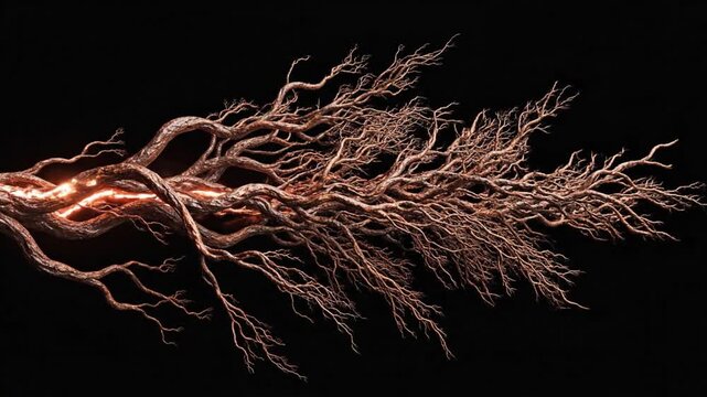 Exploring the details of a unique root structure in a dark setting during daytime