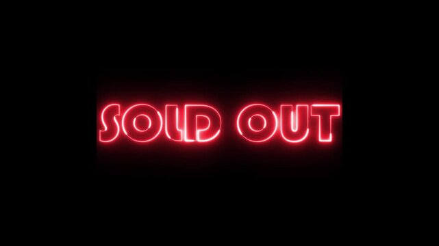 Sold out icon on black background. Red neon video animation Sold out
, 4k glowing motion.