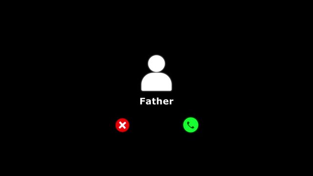 Phone screen incoming Father call. Concept of phone fraud, and cybersecurity protection. Mobile safety technology against phishing and fake calls. 4k video