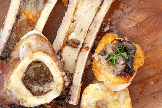 close up of roasted Marrow bones